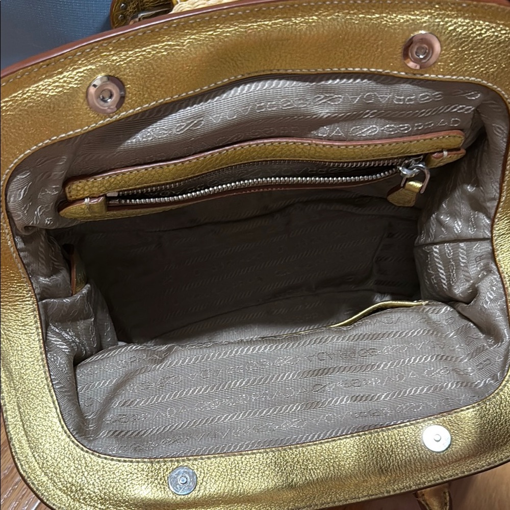 Prada Paglia Straw Shoulder bag Metallic gold - Picture 2 of 8